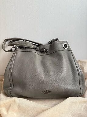 Coach Turnlock Edie Shoulder Bag 36855 Gray Polished Pebble Leather